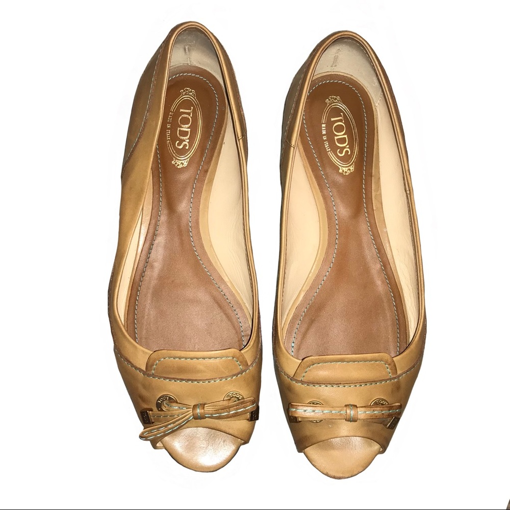 Tod’s Women’s Driving Flats 37/7 Open Toe Pebbled